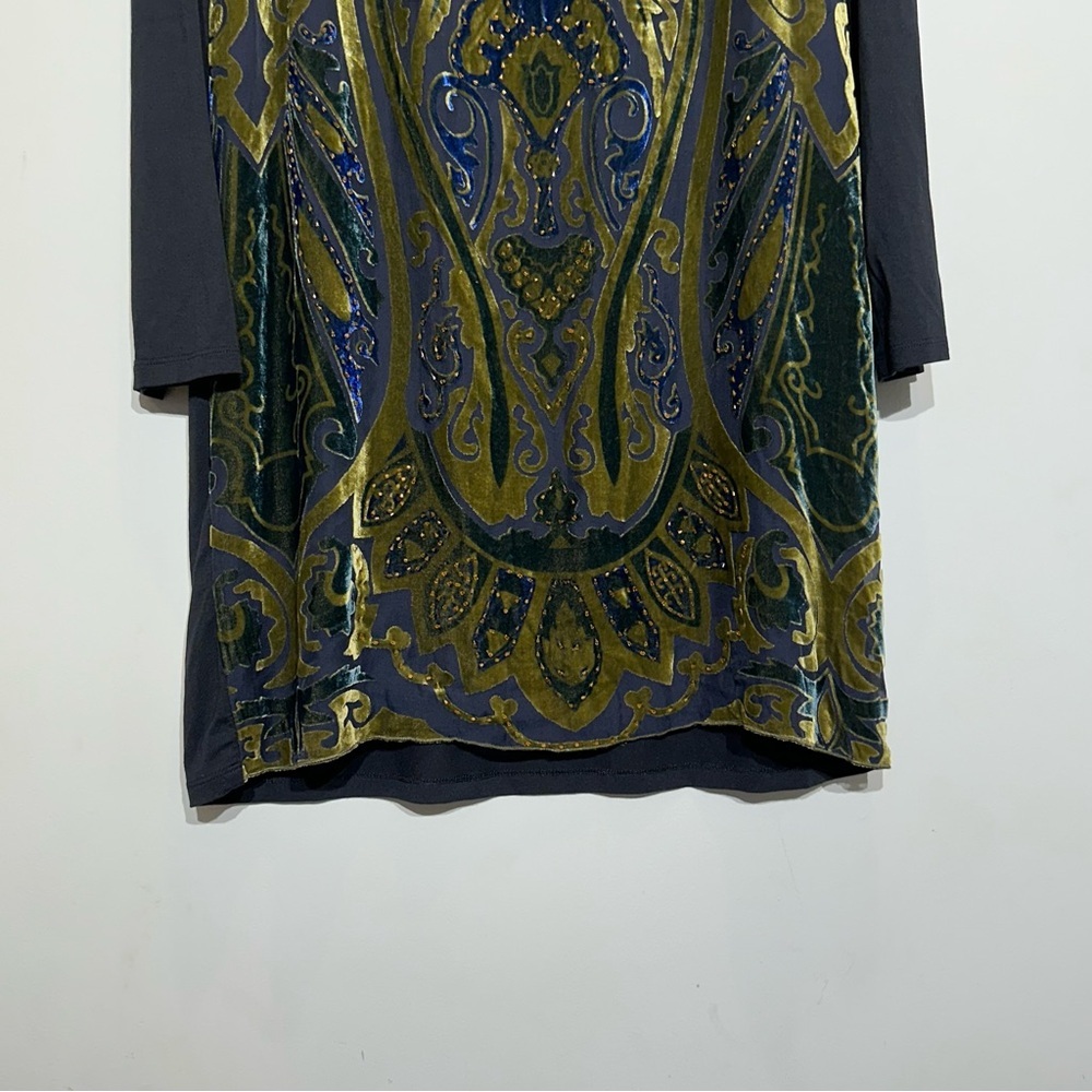 HALE BOB Velvet Burnout Long Sleeve Silk Dress With Beads Size M - Picture 11 of 15